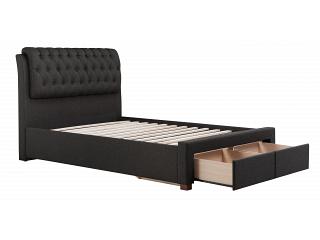 5ft King Size Valentine Charcoal fabric upholstered 2 drawer storage bed frame
